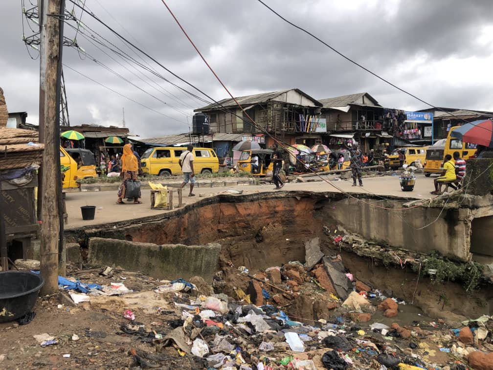 Lagos road crumbles