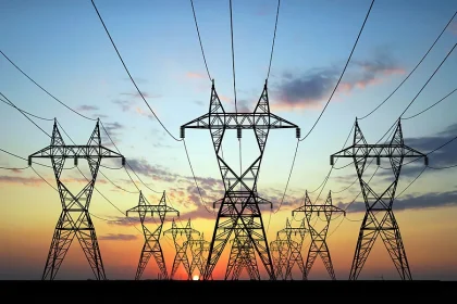 transmission lines electricity countryside power plants homes